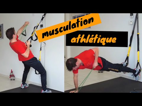 Grosse séance musculation athlétique avec élastique et TRX (sangles de suspension)